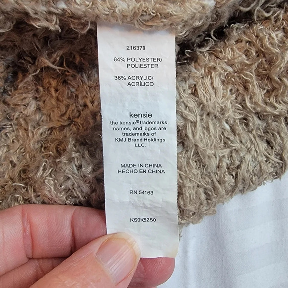 Kensie Soft Fuzzy Tan Open Front Cardigan Sweater Women's M - Picture 8 of 12